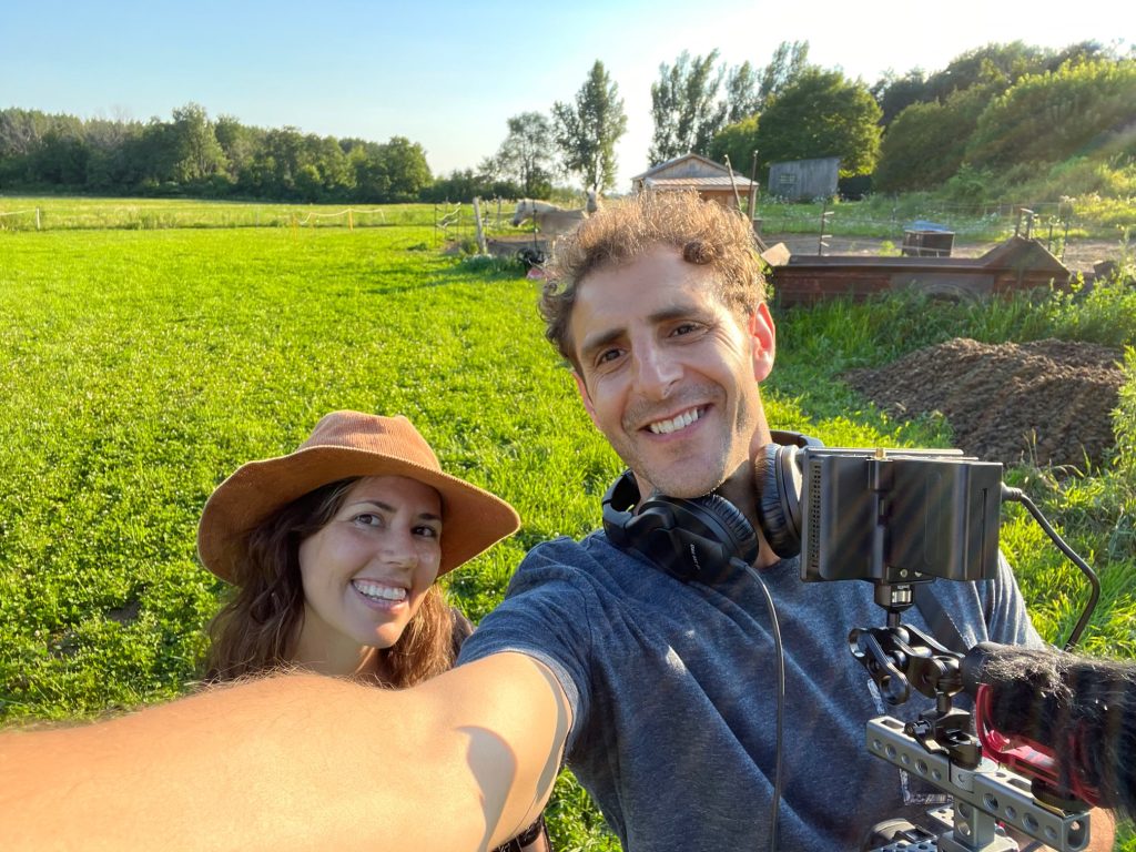 Tamer and Sarah on a farm